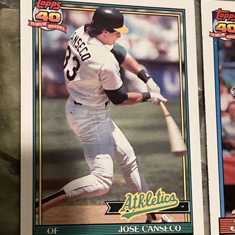 🔥2 JOSE CANSECO 1991 Topps 40 Years of Baseball Cards Oakland Athletics … - Picture 3 of 5